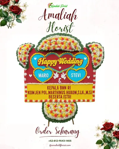 Karangan Papan Bunga Pernikahan di Anggoeya